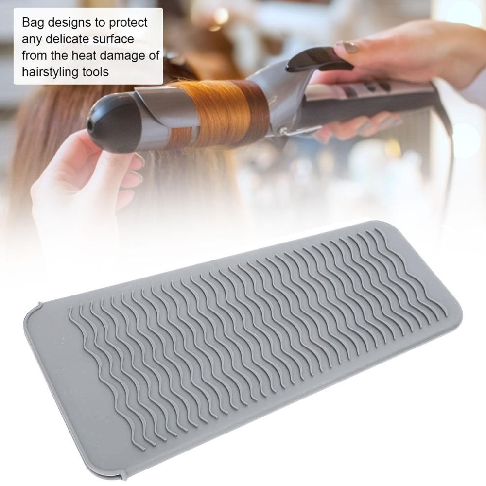 Silicone Material Hair Straightener Pouch Gray Non Slip Mat Travel Hair Curler Cover  Home