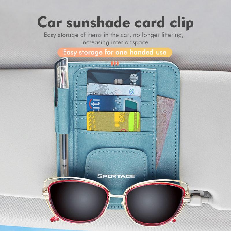 Car Sun Visor Storage Bag Sunglasses Organizer Holder Card Clip For KIA Sportage Ceed Sorento Niro Cadenza Proceed Sephia Aid563