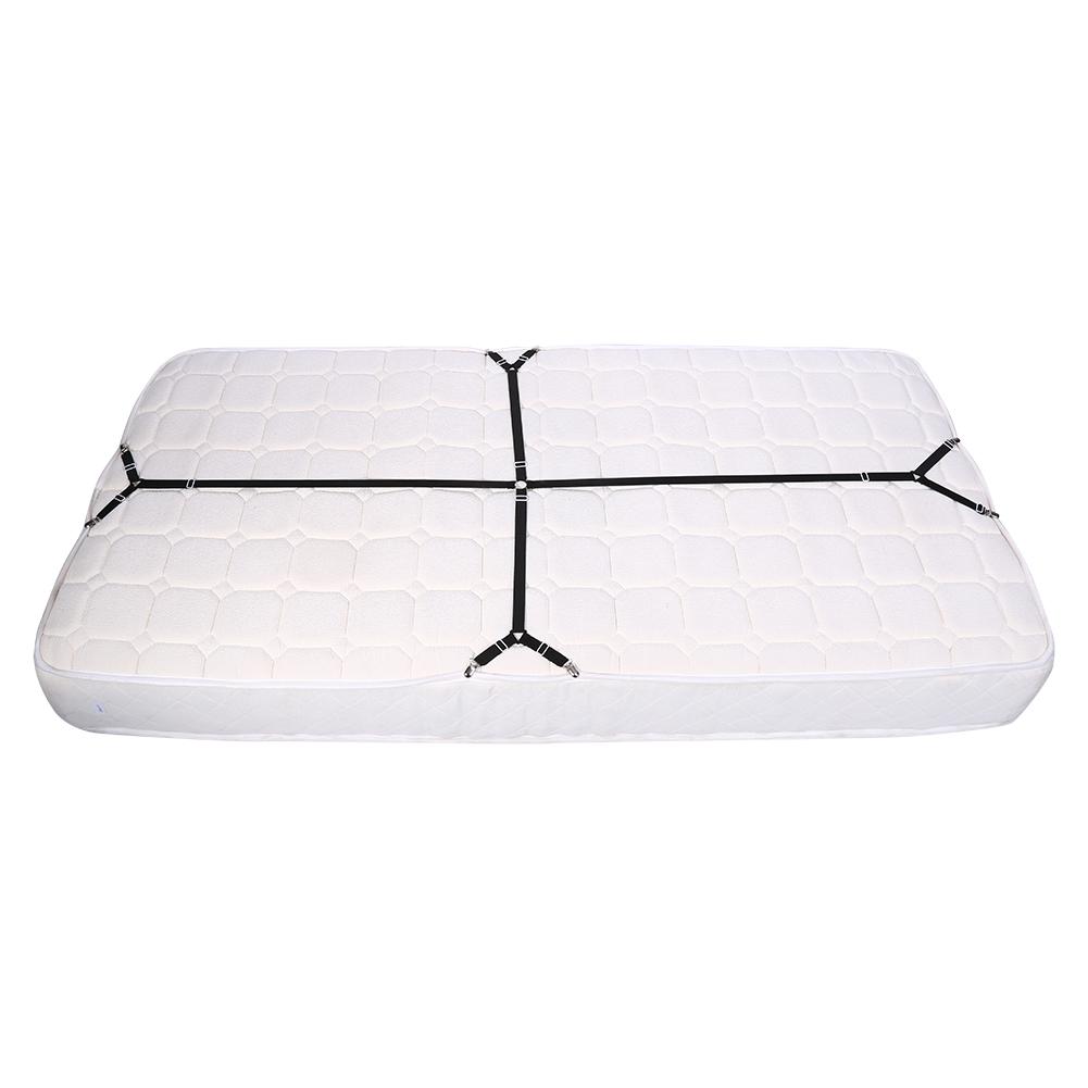 Elastic Crisscross Bed Mattress Sheet Straps Clips Triangle Grippers Holder Fasteners Black