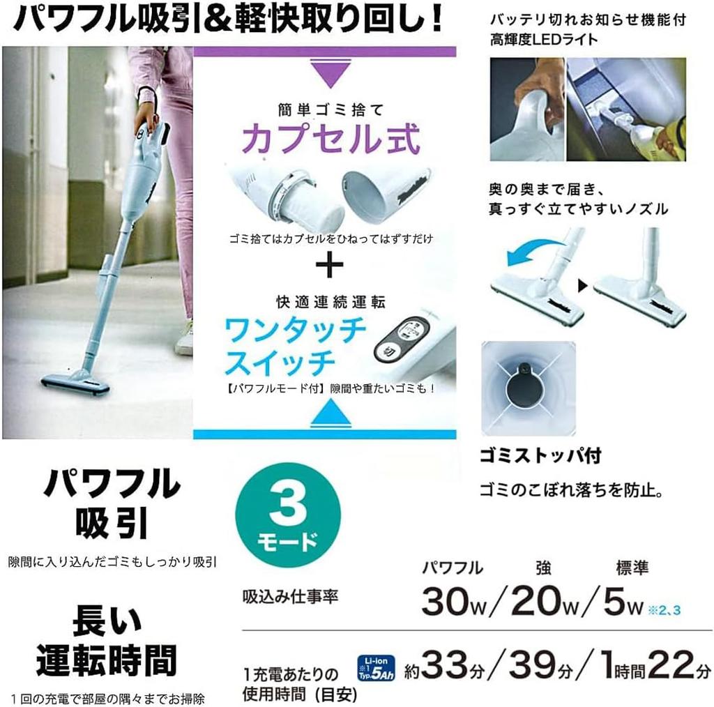 Makita Cordless Vacuum Cleaner CL108FDSTW with Shibasho Accessory Bag Service Included 10.8V (Typ. 5Ah)