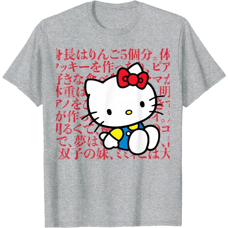 Cotton Tshirt Hello Kitty Fun Printed Japanese Design 2026 New Summer Casual Trendy Womens Tshirt Round Neck Y2K Womens Top