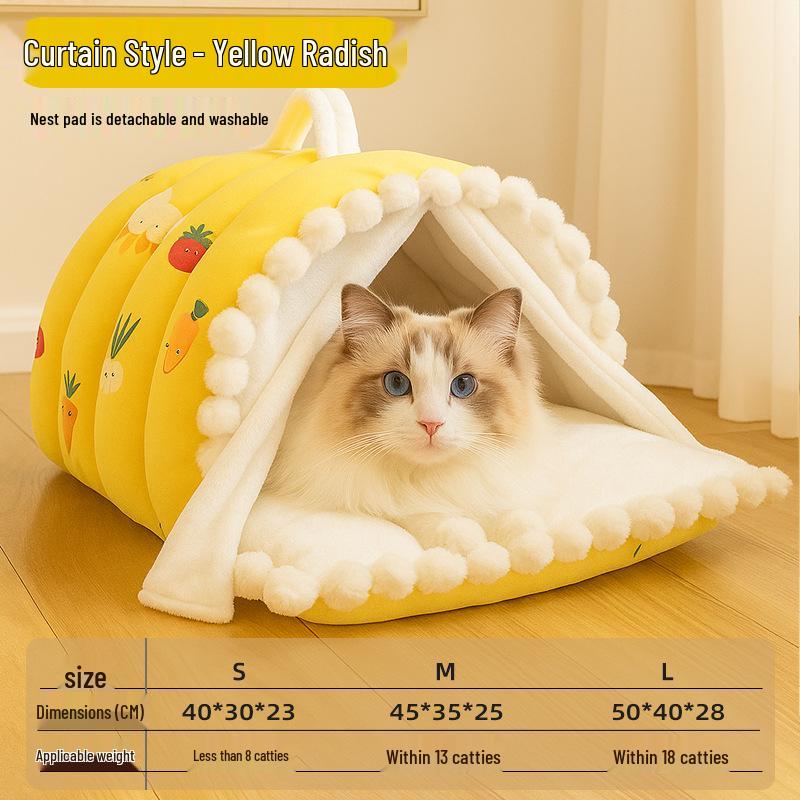 Cute Caterpillar Cat Bed Warm Sofa for Small Pets - Ideal for Autumn/Winter
