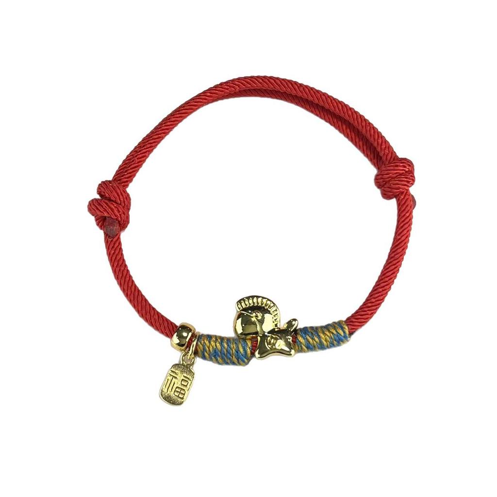 999 Sterling Silver Zodiac Red String Horse Bracelet