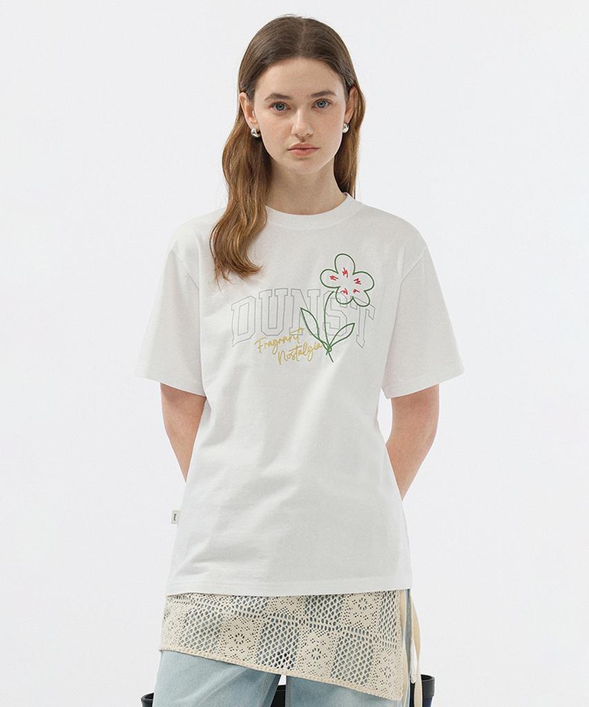Deonseuteu Unisex Drawing Bloom T-Shirt _Udts5B126_Off White