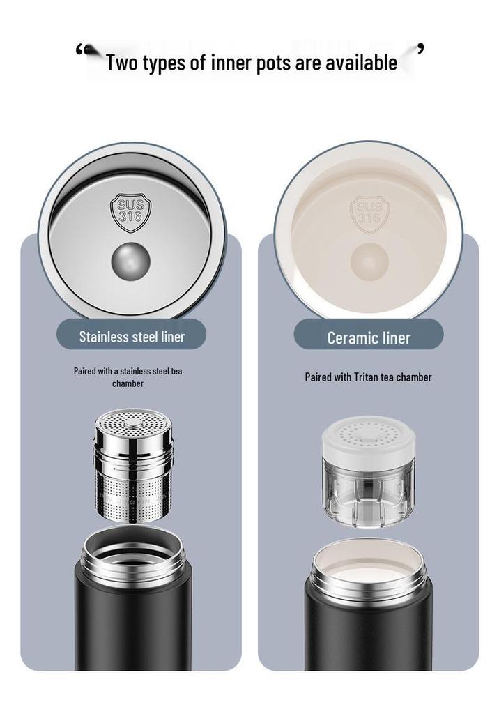 Men's Magnetic Thermos: 316 Stainless Steel, Tea Infuser, Separate Chambers, Magnetic Pop-up Cup, Portable High-End Business Water Cup
