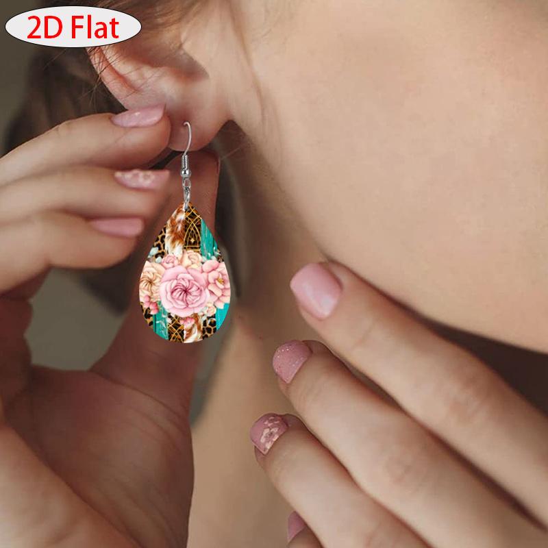 Vintage Style Golden & Pink Flower Pattern PU Leather Earrings for Women Elegant Earrings Birthday Gifts Mother's Day Gifts Christmas Gifts
