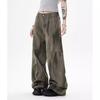Washed Tie-dye Mopping Wide-leg Casual Pants Men's and Women's Loose Niche Tooling Straight Wide-leg Pants