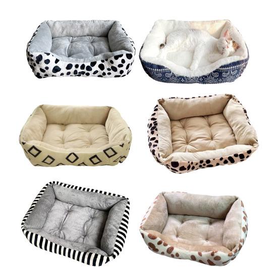 Cat Sofa Thickened High-Elastic Filling with Heightened Rim Neck Protector Soft Flannel Fabric for All-Season Pet Bed for Cats