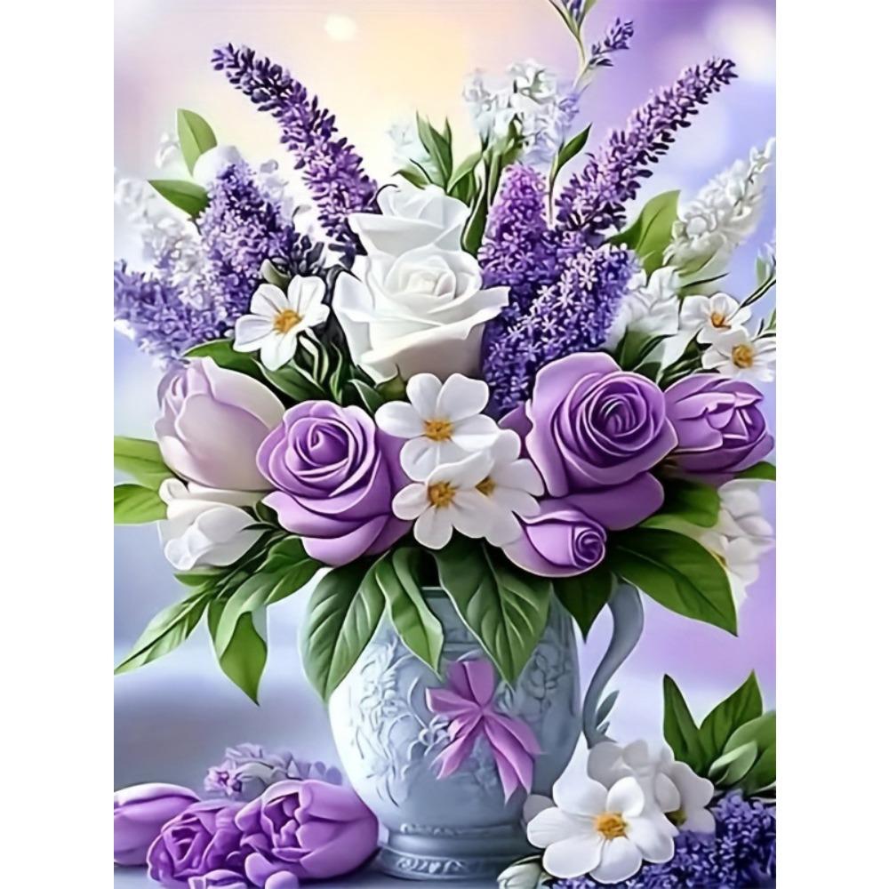 5D Diamond Painting, Peony Flower Sticker Diamond Cross Stitch Decorative Painting