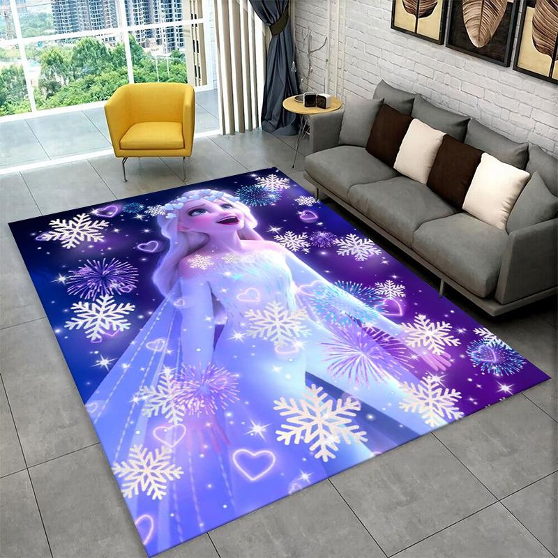 Cartoon Frozen Elsa Princess Girl Carpet Rug for Playroom Bedroom Living Room Sofa Home Decor,kid Area Rug Non-slip Floor Mat