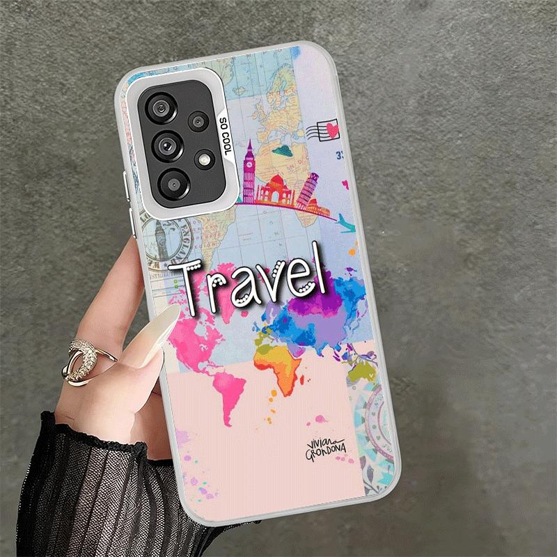 Travel Map Artistic Pattern Shockproof Phone Case for Samsung A17 A16 A15 A14 A37 A57 A36 A56 A26 A35 A55 A25 A34 A54 A24 A13 A2
