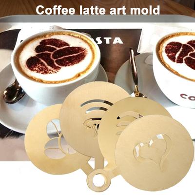 4Pcs/Set Stainless Steel Coffee Stencils Different Hollow Pattern Latte Art Mold Cappuccino Arts Templates Cake Decor