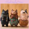 Wooden Cat Figurine Decor Handmade Gift For Cat Lovers Home Office Display