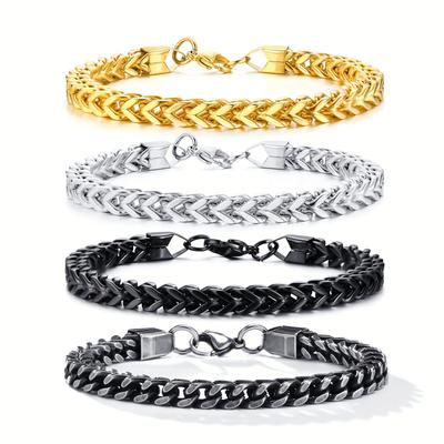Men's Punk Fashion Stainless Steel Double Row Chain Bracelet