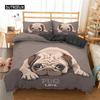 Pug Duvet Cover Set Pet Dog with Flower Bedding Set Animal Theme for Kids Teens Boy Cute Pug Dog King Size Polyester Quilt Cover