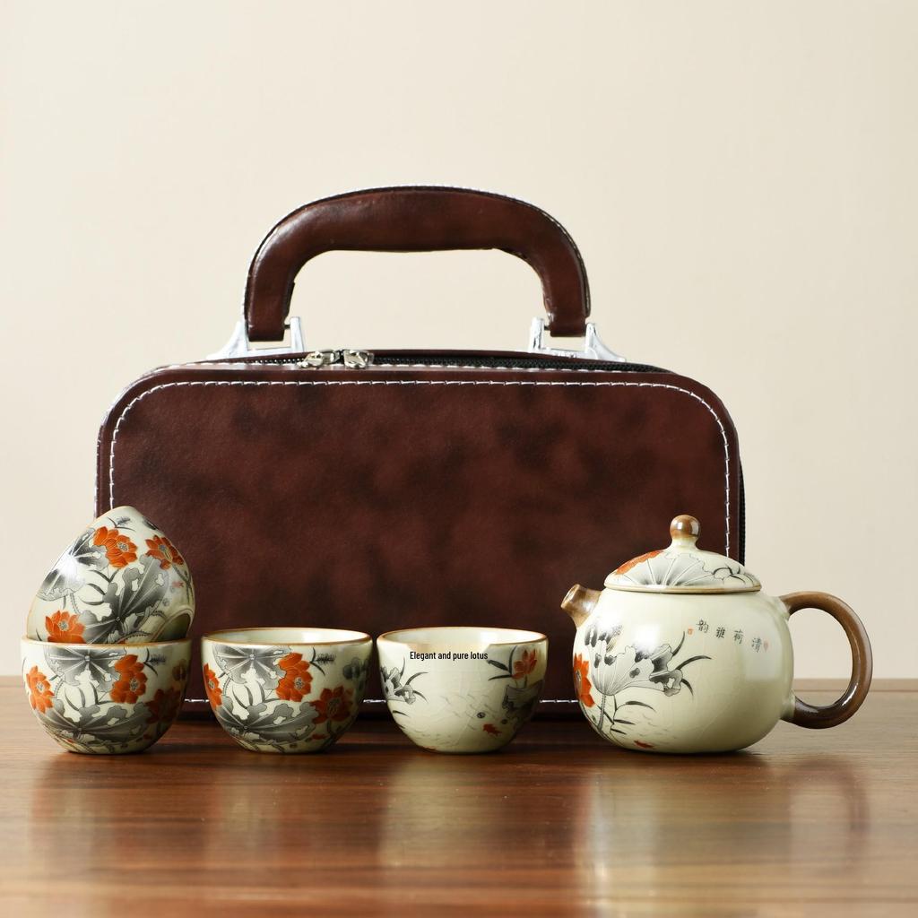 Ru Kiln Teapot & Four Cups Gift Set - Corporate Anniversary Souvenir