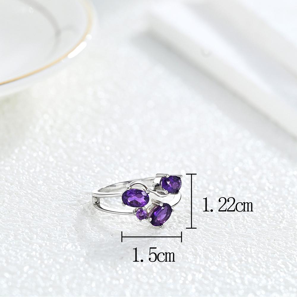 Modny, lekki, luksusowy srebrny zestaw kolczyków zwisających dla kobiet Naturalny ametyst Luty Birthstone Moda Biżuteria Festiwal Prezent