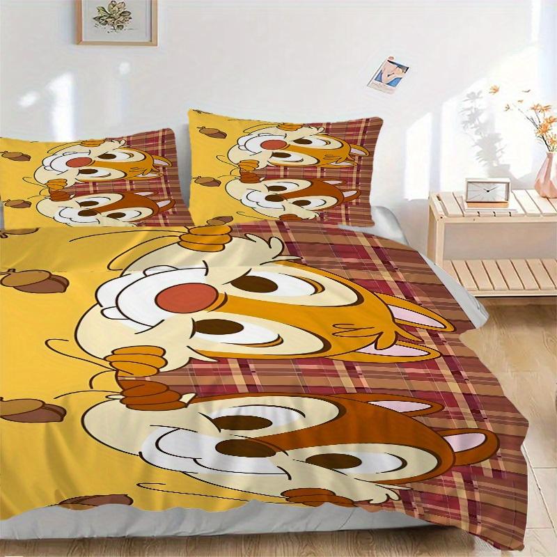 3pcs set Chip & Dale1pc of quilt cover+2pcs of pillowcase, no core, print bedding, All Seasons Bedroom Setting060