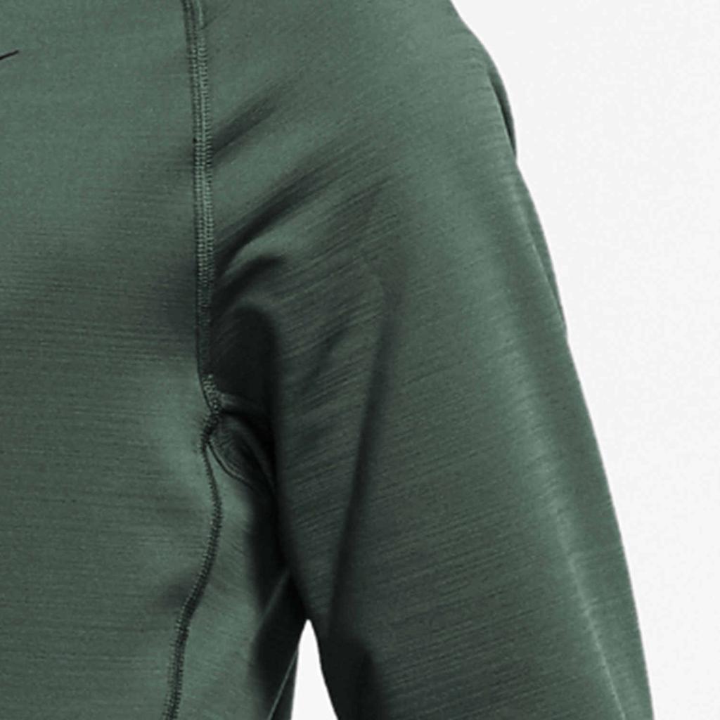 Nike Solid Color Logo Print Crewneck Long Sleeve T-Shirt Men Tops Dark-Green CV3047-337