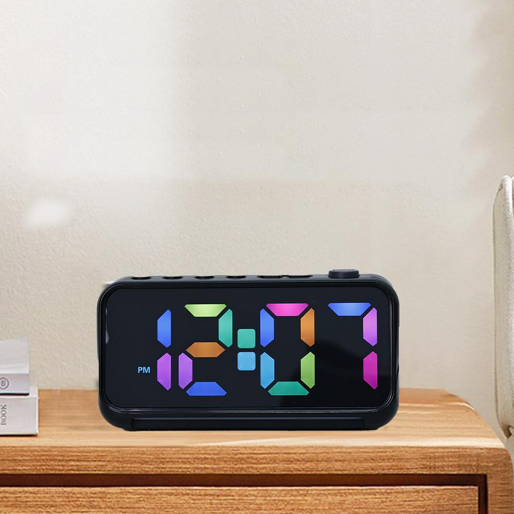 Digital Alarm Clock Dual Timezone Bedroom Applicable Digital Wake-Up Display for Easy Reading Modern Design