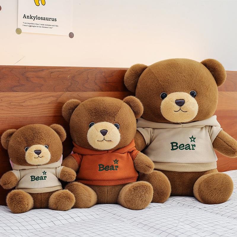 Cute dressing bear wedding throwing doll shopping mall with the same boutique soothing children's doll sweater plush toy