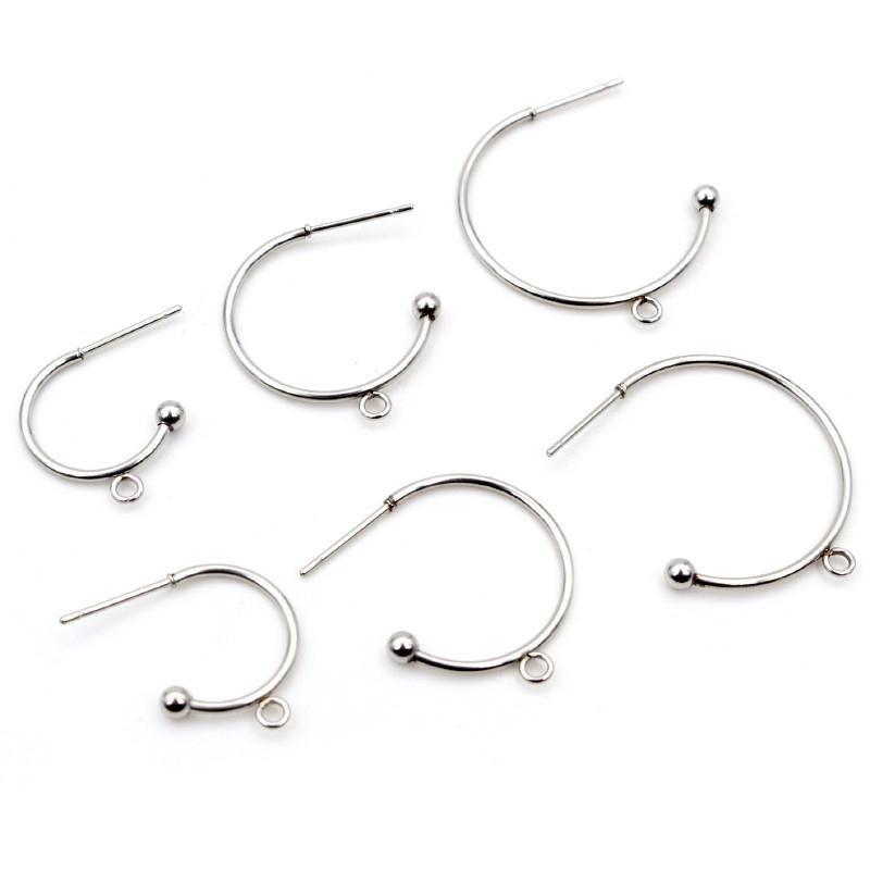 10pcs 12 15 20 25mm 316 Stainless Steel Earring Hooks Hoops Circle Ball Stud Earrings Ear Wires Connector DIY Jewelry Findings