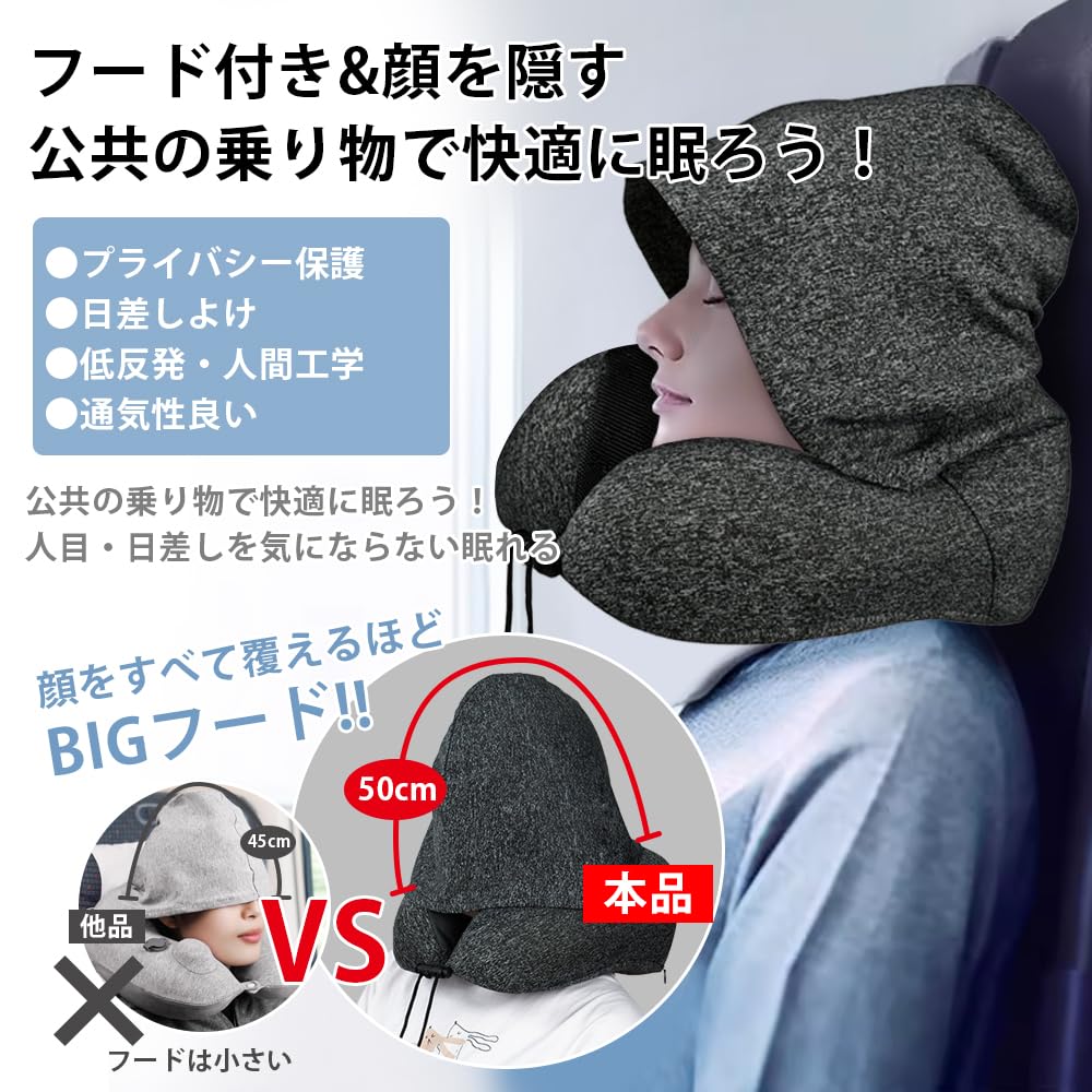Portable Airplane Neck Memory Foam Neck Pillow with Large New Design for Face Neck Pain Travel Cushion Eye Storage Comfortable Sleep for Overnight