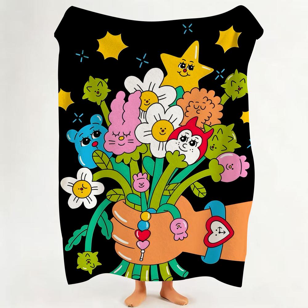 Art F Funny F Floral a Art Throw Flannel Throw Blanket Suitable for Sofa Living Room Bedroom