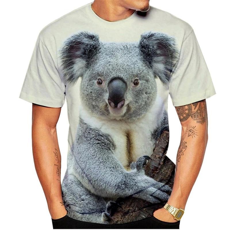 Summer Fashion Koala Animal Print T-Shirt 3D Printed Men's Short Sleeve Harajuku Style Loose Y2K Top
