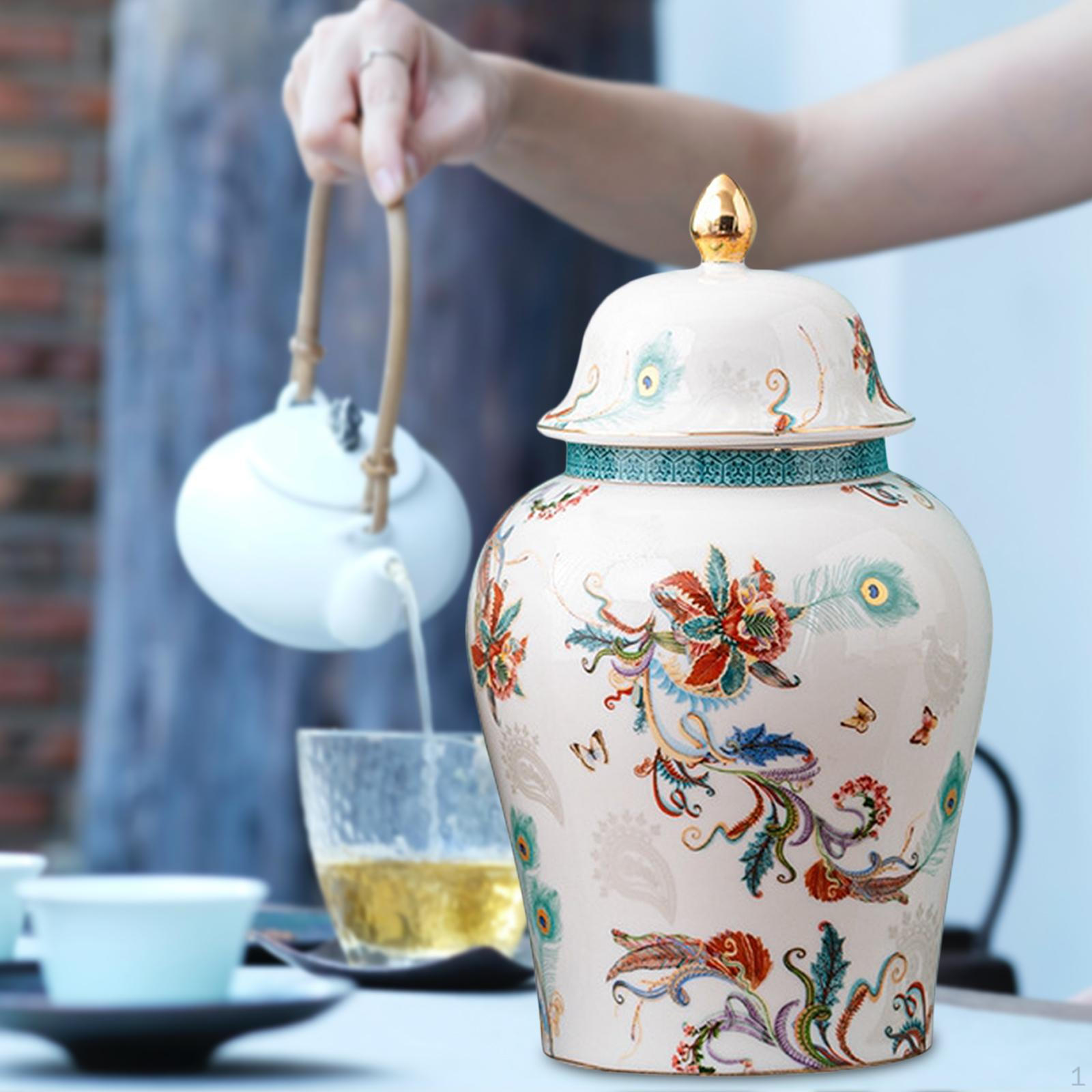 Азиатский декор Фарфоровая банка Дом Офис Цветочная композиция Хранение чая Подарок на свадьбы, вечеринку StyleC