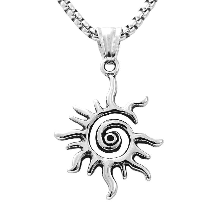 New European and American Titanium Steel Sun Necklace Men's Titanium Steel Jewelry
