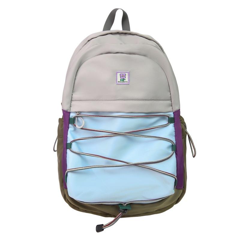 School bag new high-value fresh contrasting color splicing backpack couple light travel mountaineering spring outing backpack