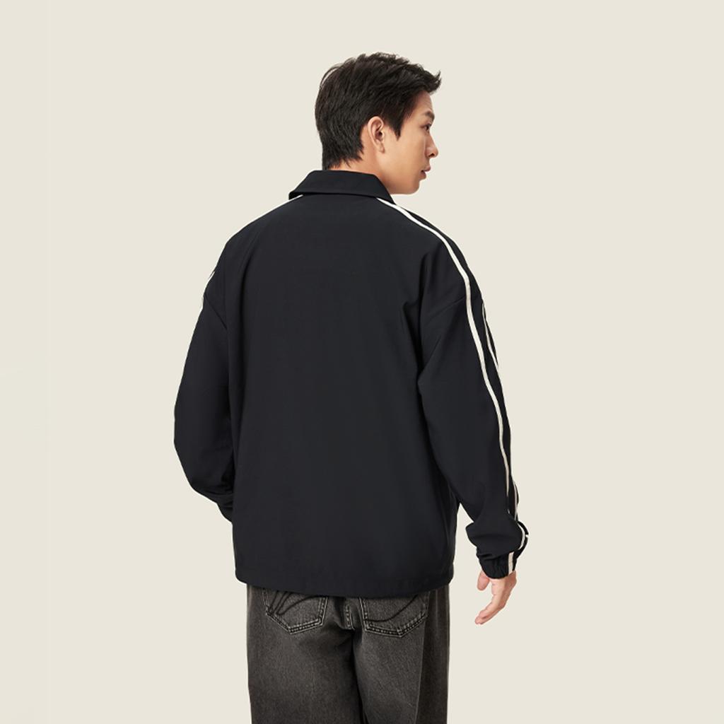 Li-Ning Sports Lifestyle Series Minimalist Versatile Letter Stripe Brand Logo Polo Casual Loose Jacket Unisex Jacket AJDV275-6