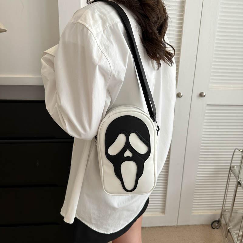 Einzigartige japanische Harajuku-Stil Niedliche Geister-Cartoon Umhängetasche für Frauen in Schwarz und Weiß