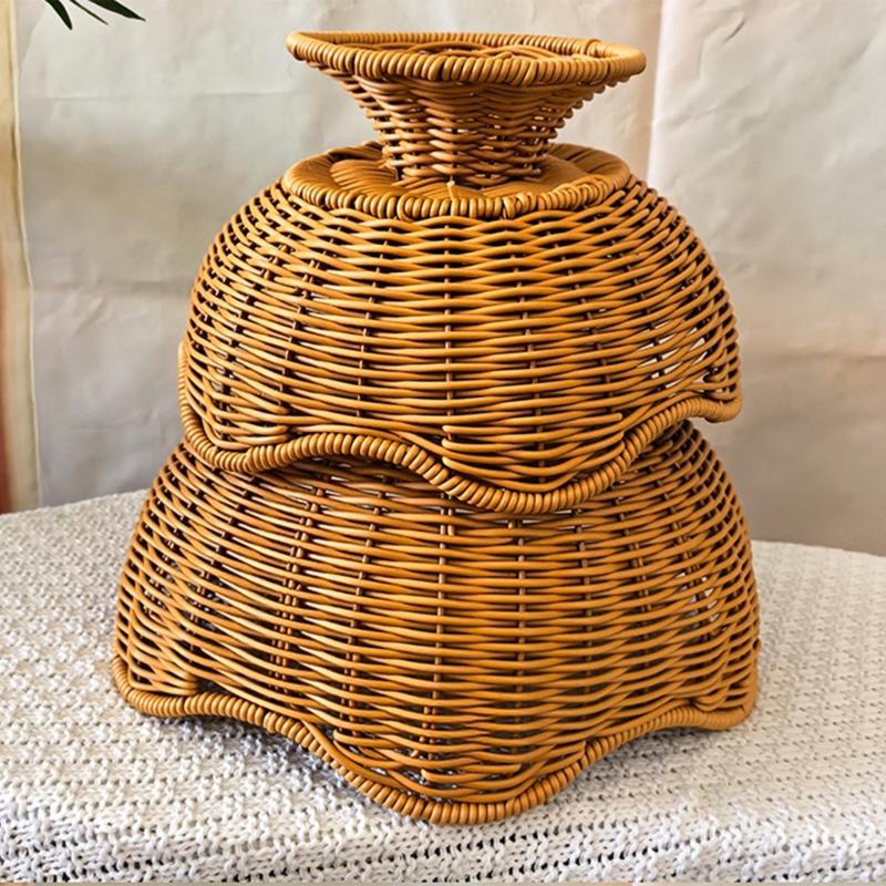 Elegante Cesto Frutta e Verdura Effetto Rattan Materiali PP Organizzatore Multiuso per Cucina con Design Floreale