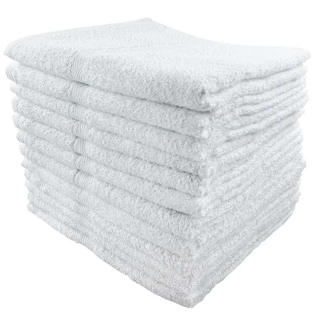 Senshu Towel - Easy-to-use plain white towels, 12-pack, standard size, made in Japan, face towel,