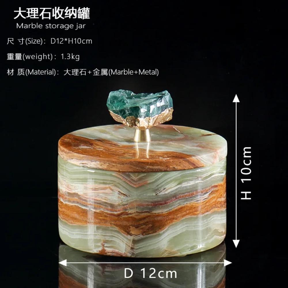 

Luxury Natural Jade Stone Storage Jar Marble Desktop Jewelry Cosmetics Storage Box Living Room Fruit Candy Jar Home Decoration