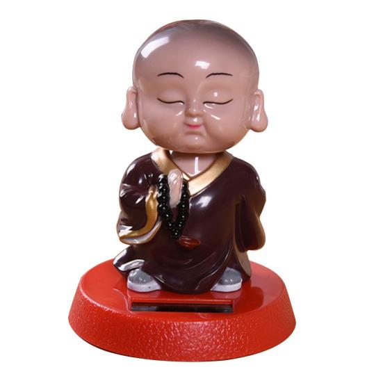 Energie solară Flip Flap Pot leagăn jucărie desen animat călugăr Figurină Ornament pentru mașină Decor