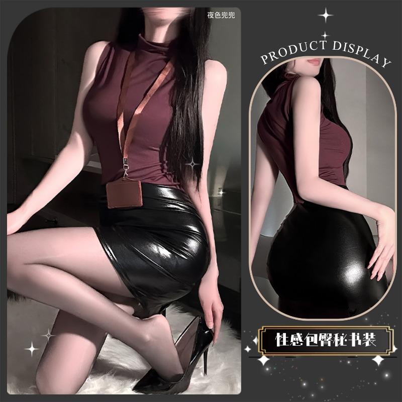 Women Sexy Role Play Secretary Uniform Hip Skirt Intimate Lingerie Set