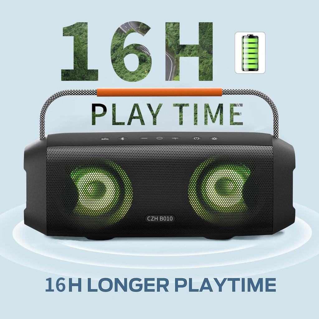 60W High-Power Portable Bluetooth Speaker, IPX7 Waterproof, RGB Subwoofer for Outdoor Use