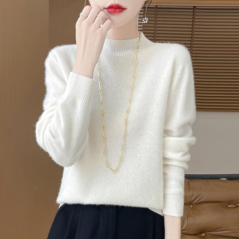

Women s Cashmere Sweater Qinghe Cashmere 30% Cashmere 70% Wool Is Soft, Warm and Fashionable. XXL теплим білим кольором