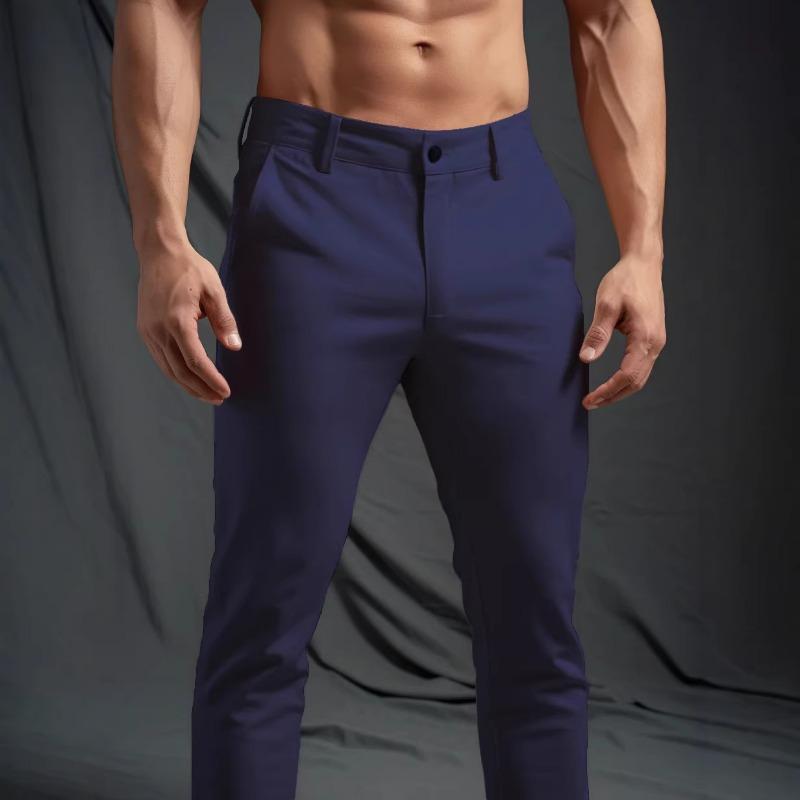 Summer Men's Black Slim Trousers Casual Business Ankle Length Dress