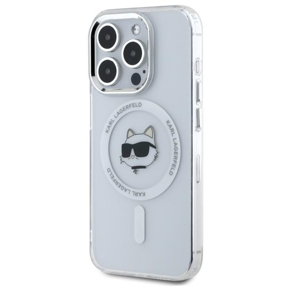 Karl Lagerfeld Klhmp15Lhlschh Iphone 15  Pro 6.1 Biały/White Hardcase Iml Metal Choupette Head Magsafe