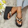 Womens Wedge Flip Flops 11 Ladies Shoes Wedge Thick Sole Thick High Heel Flip Flops Fashion Diamond Chain Chaussons Femme