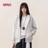 SPAO Women's Collegiate Style Embroidered Bear Hooded Zip-Up Hoodie