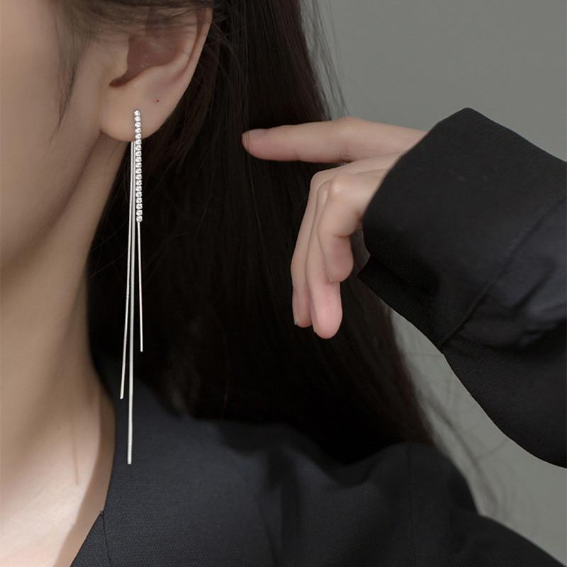 Trendy Long Copper Earrings With Fringe Perfect For A Slimming Look