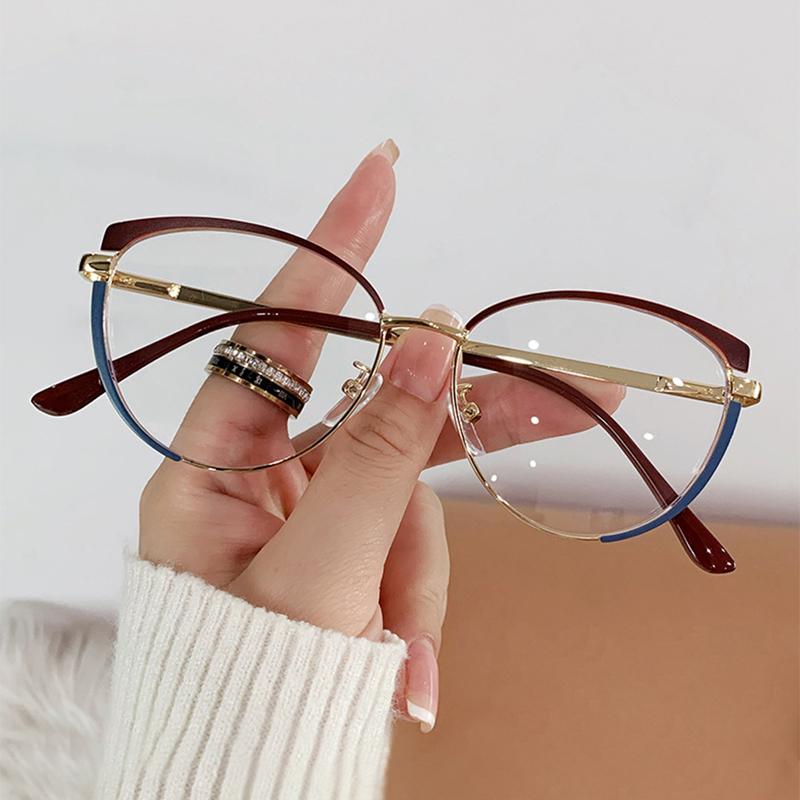 

KAMMPT Vintage Cat Eye Glasses Women New Fashion Blue Light Blocking Eyewear Stylish Multi-color Rim Decorative Eyeglasses transparent lenses