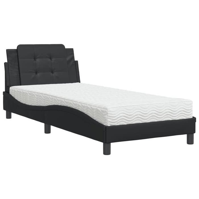 VidaXL Bed with Mattress, Upholstered Bed with Headboard Cushion, Single Bed, Adult Bed, Bedroom Furniture 3208831