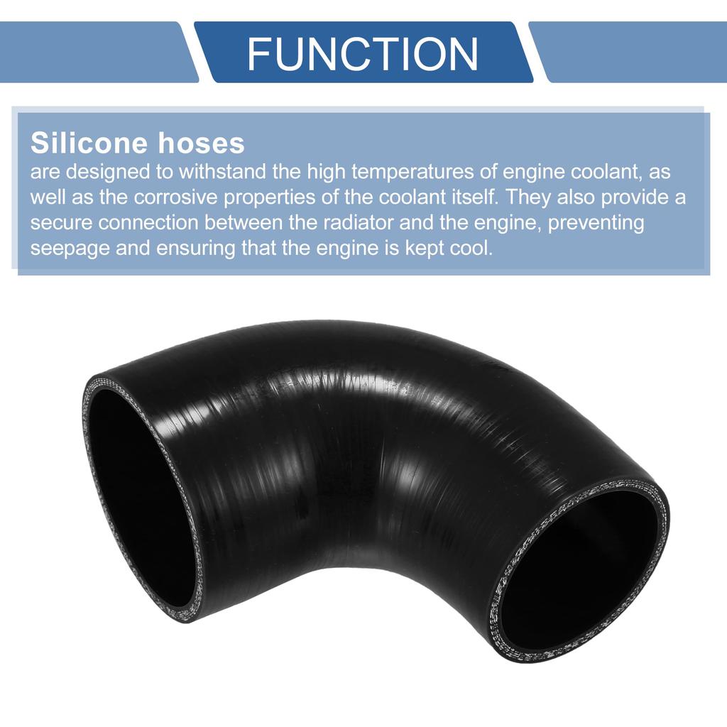 X AUTOHAUX 1 Stück 63mm/2.48"-76mm/2.99" Innendurchmesser 90mm/3.54" Länge 90 Grad Schwarz Auto Silikonschlauch Schlauch Universal