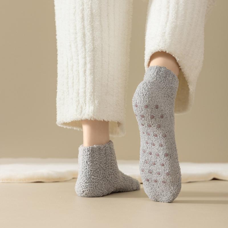 Autumn Winter Non-Slip Coral Floor Socks Carpet Sleep Slippers Indoor Home Short Sock Women Thick Warm Socks